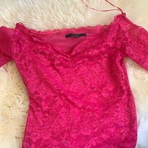 pink guess lace top